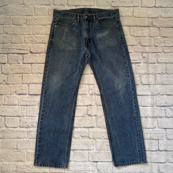 Levi’s 505 Blue Regular Fit Men’s Jeans Dark Stonewash W36 L32 - Picture 2 of 15